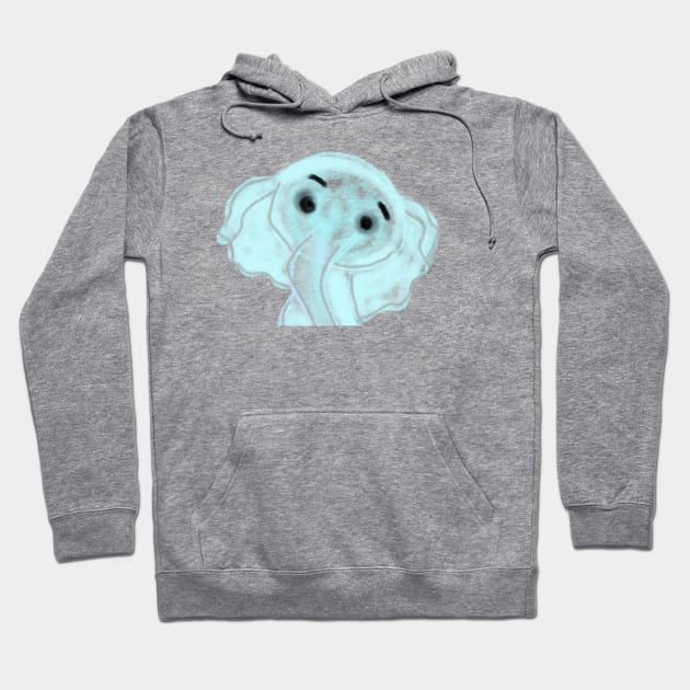 Blue grey baby elephant watercolor art Hoodie by Artistic_st